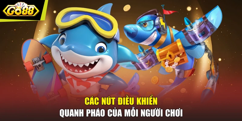 Các nút điều khiển quanh pháo của mỗi người chơi